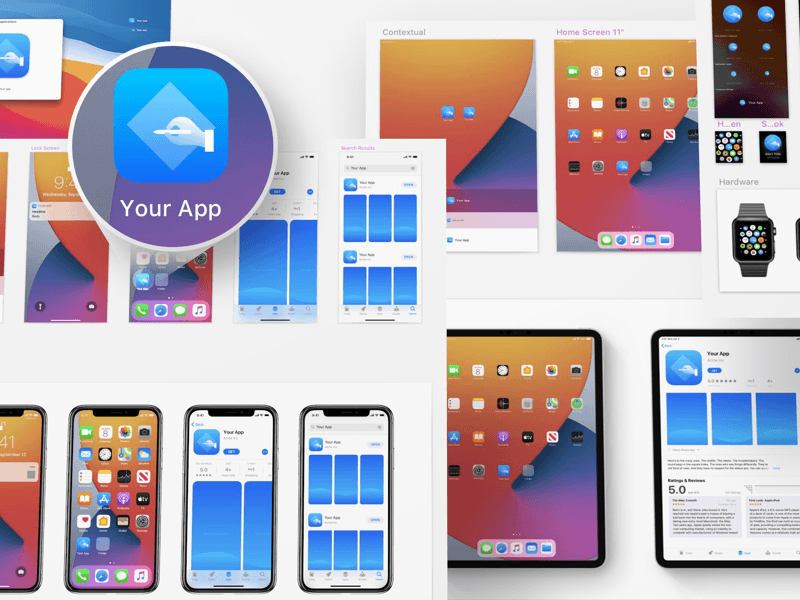 iOS 14 App Значок Шаблон Sketch Ресурс